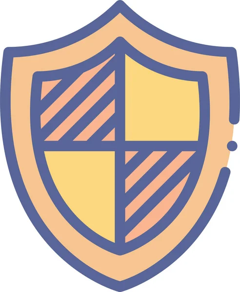 Icône Sécurité Protection Badge Dans Style Contour Rempli — Image vectorielle