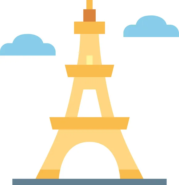 Icône Emblématique Architectonique Eiffel Dans Style Plat — Image vectorielle