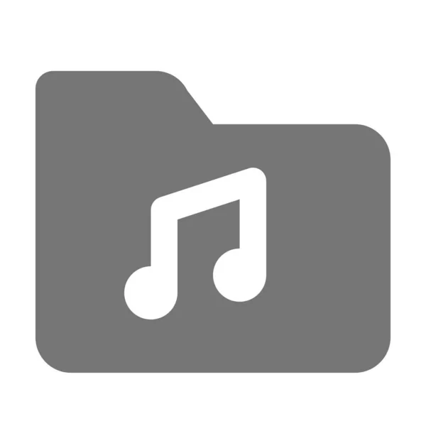 Icône Musique Dossier Audio Dans Style Solide — Image vectorielle