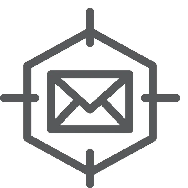 Ikona Cílové Obálky Mailem Stylu Osnovy — Stockový vektor