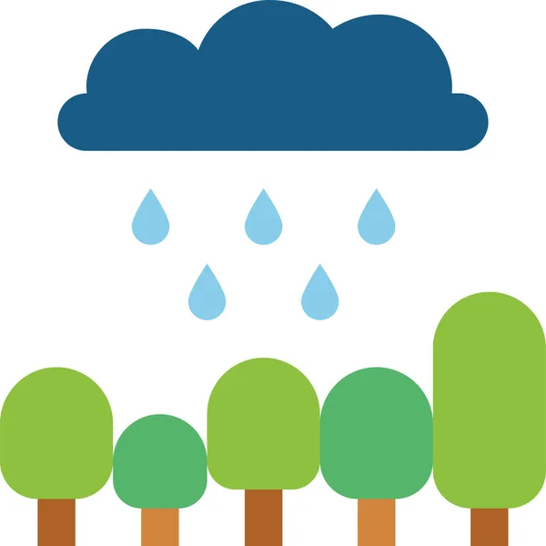 Wolken Bos Regen Pictogram — Stockvector