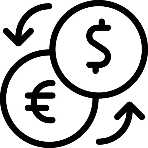 Moneda Dólar Euro Icono Estilo Esquema — Vector de stock