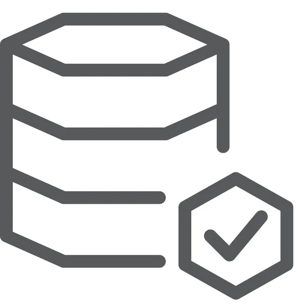 Comprobar Base Datos Aprobar Icono Estilo Esquema — Vector de stock