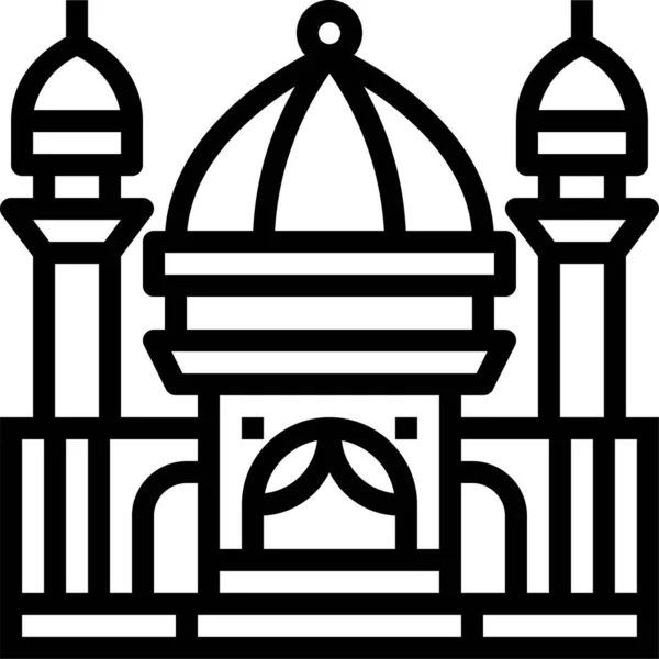 Ícone Muçulmano Mesquita Islâmica Estilo Esboço — Vetor de Stock