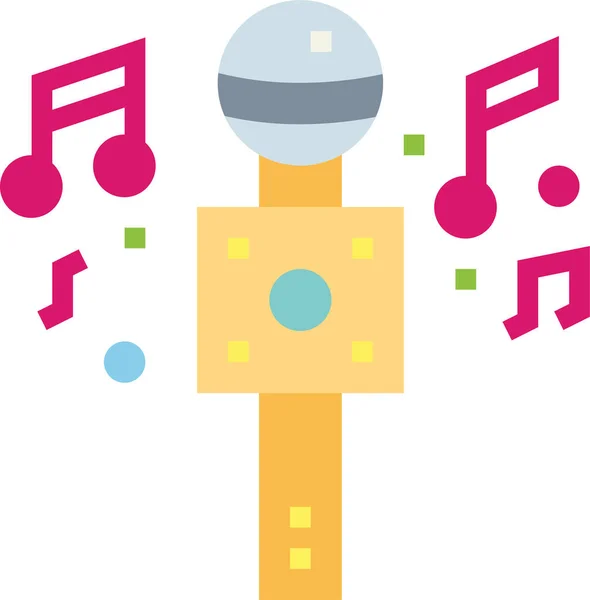 Karaoke Microfoon Zingen Pictogram Platte Stijl — Stockvector