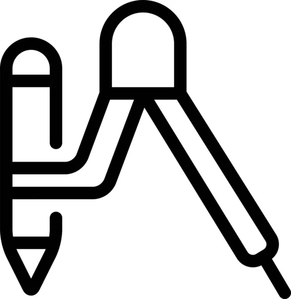 Compass Design Pen Icon Outline Style — Stock Vector