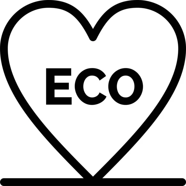 生态环境心脏图标的轮廓风格 — 图库矢量图片