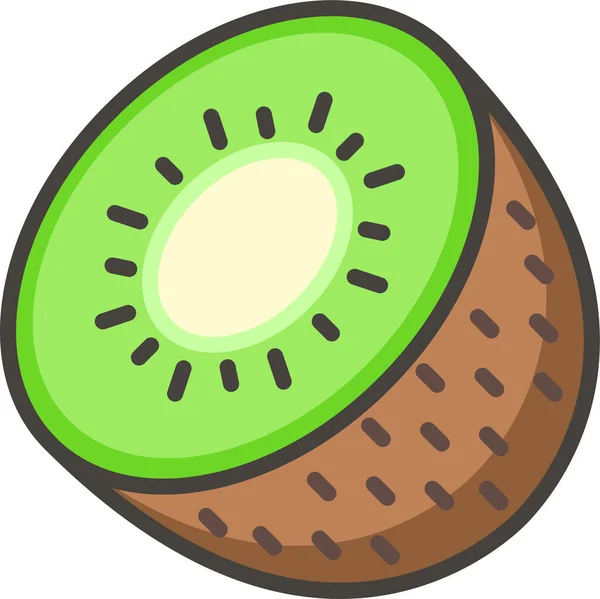 1F95D Icona Kiwi Frutta Pieno Stile Contorno — Vettoriale Stock