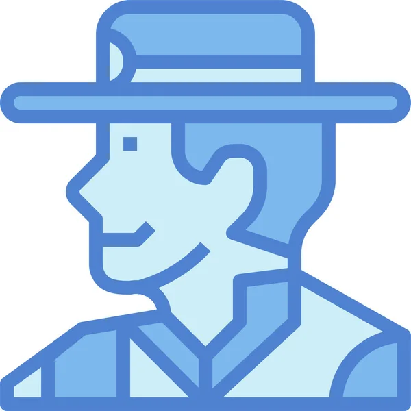 Hombre Vaquero Sombrero Icono — Vector de stock