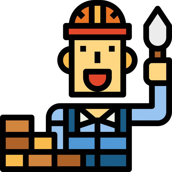 Construction Brick Mason Icon — Stock Vector