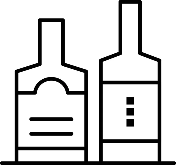 Alcohol Bebida Botella Icono Estilo Esquema — Vector de stock