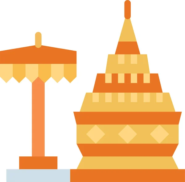 Architectonische Doi Suthep Oriëntatiepunt Pictogram Platte Stijl — Stockvector