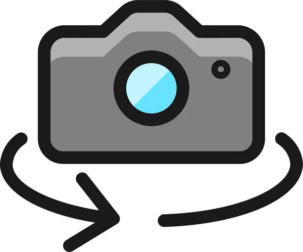 Kamera Ayarları Simgeyi Doldurulmuş Dış Hat Biçiminde Döndürür — Stok Vektör