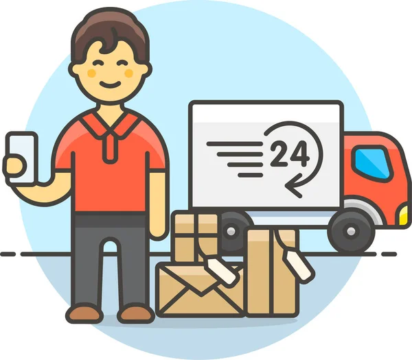 Courier Delivery Experience Icon Filled Outline Style — Stock Vector