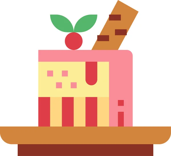 Pastel Postre Comida Icono Estilo Plano — Vector de stock