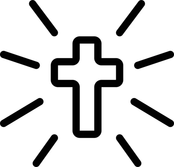 Krzyż Religia Zarys Ikony Zarysie Stylu — Wektor stockowy
