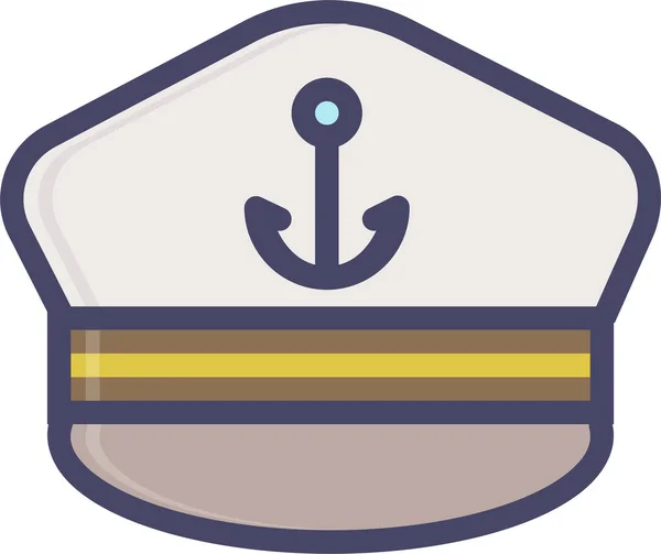 Captain Hat Marine Icon Filled Outline Style — Stock Vector