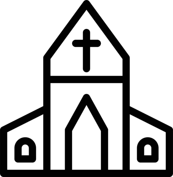 Iglesia Cruz Icono Pascua Estilo Del Esquema — Vector de stock