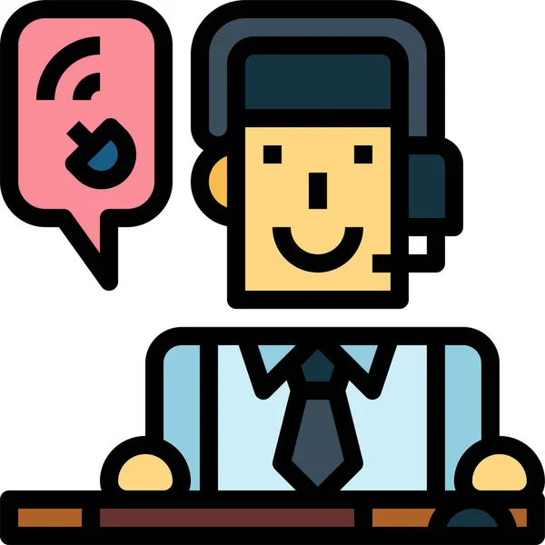 Call Center Hoofdtelefoon Pictogram — Stockvector