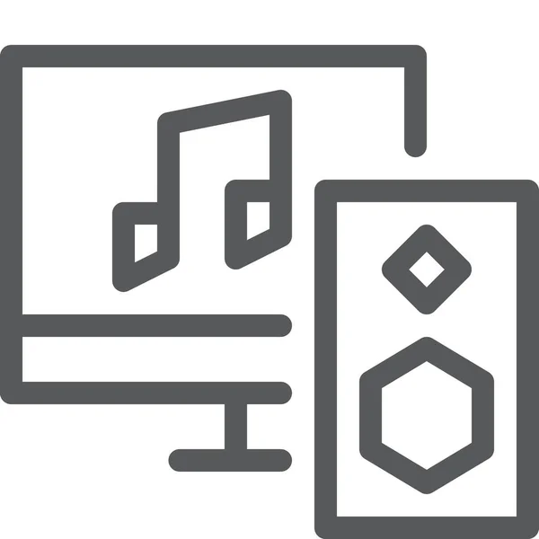 Ícone Áudio Música Computador Estilo Esboço — Vetor de Stock