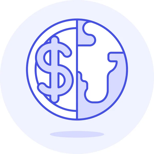 Moneda Monedas Dólar Icono Estilo Contorno Lleno — Vector de stock