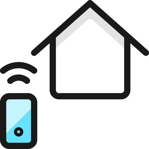 Smart House Remote Icoon Opgevulde Stijl — Stockvector
