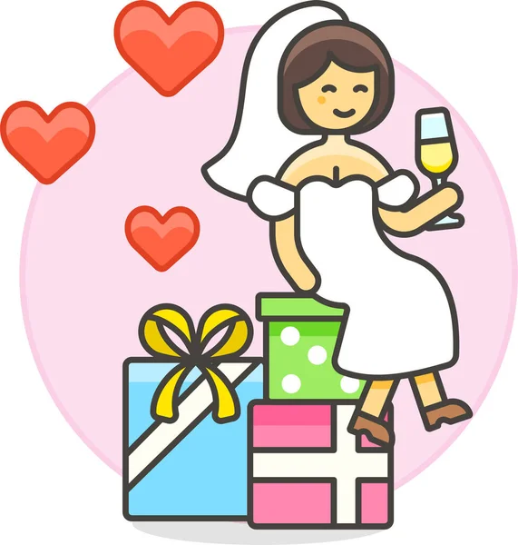 Bride Celebration Champagne Icon Love Romance Category — Stock Vector