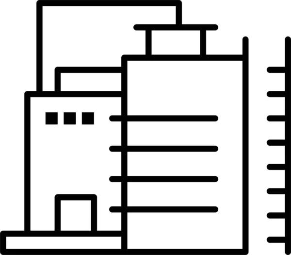 Edificio Costruzione Fabbrica Icona Stile Contorno — Vettoriale Stock