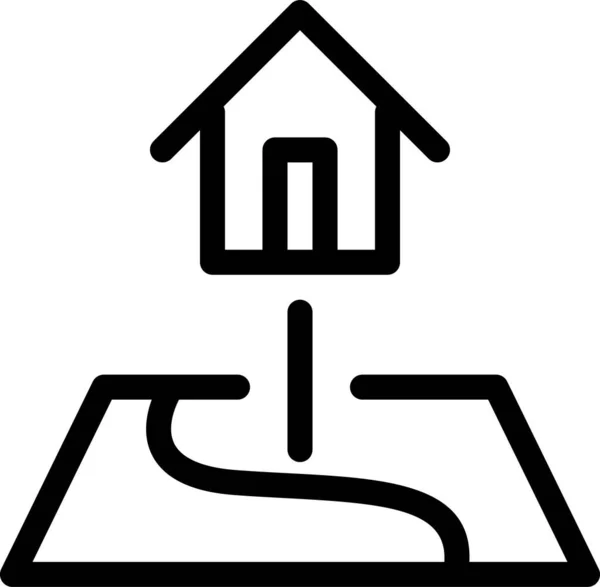 Ikona Umístění Domu Stylu Osnovy — Stockový vektor