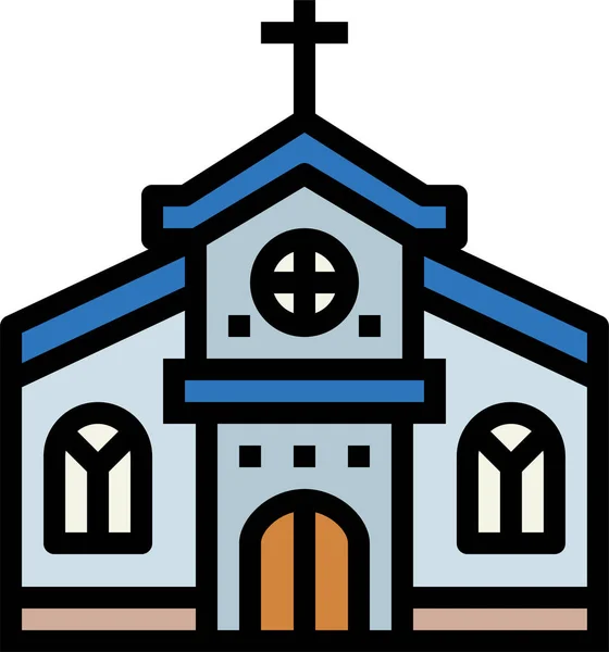 Architectuur Katholieke Kerk Icoon Gevulde Outline Stijl — Stockvector