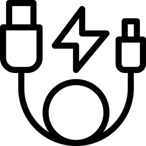 Icône Câble Batterie Android Dans Style Contour — Image vectorielle
