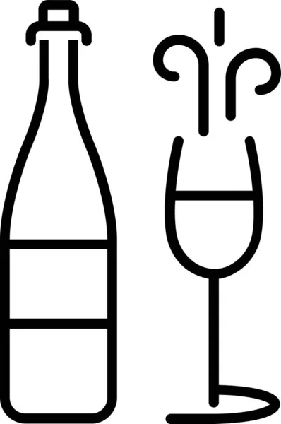 Алкогольна Пляшка Скляна Іконка Стилі Контур — стоковий вектор