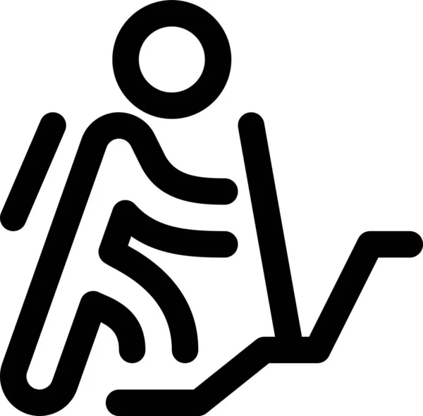 Trekking Icono Atleta Montaña Estilo Esquema — Vector de stock