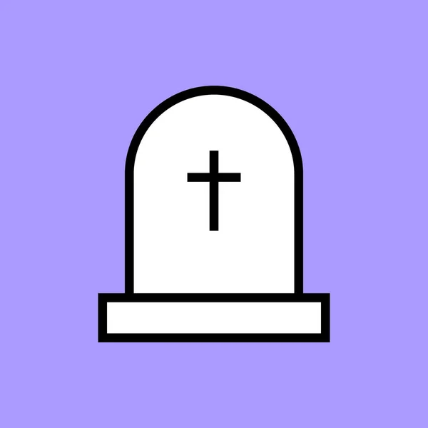Kyrkogård Påsk Grav Ikon Kontur Stil — Stock vektor