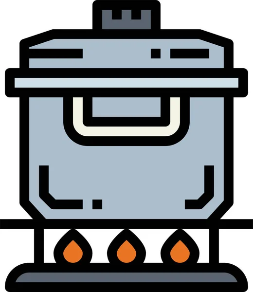 Cocinar Fuego Icono Comida Estilo Contorno Lleno — Vector de stock