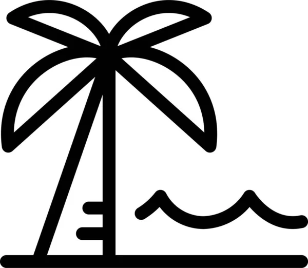 Strand Utomhus Palm Ikon Kontur Stil — Stock vektor