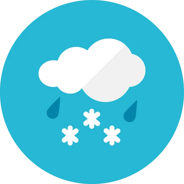 Regen Sneeuw Plat Pictogram Platte Stijl — Stockvector