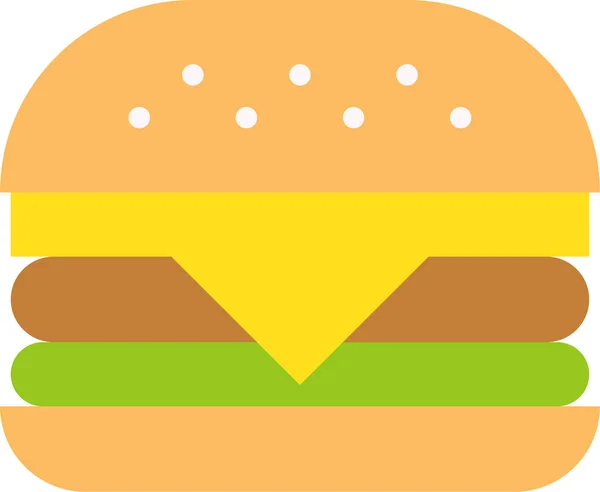 Fast Food Hamburger Ikone Flachen Stil — Stockvektor