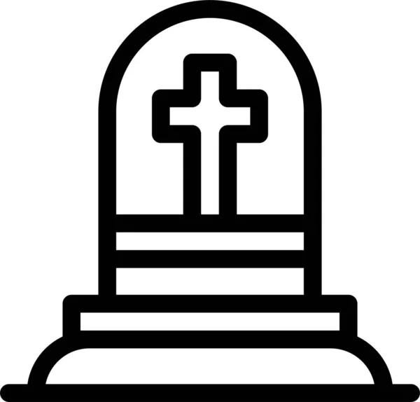 Ikona Hrobu Smrti Náhrobní Kámen Stylu Obrysu — Stockový vektor