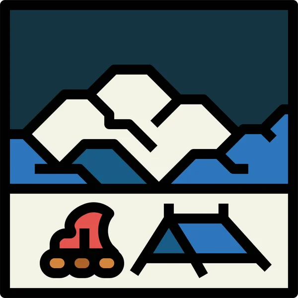 Campfire Camping Icono Hielo — Vector de stock