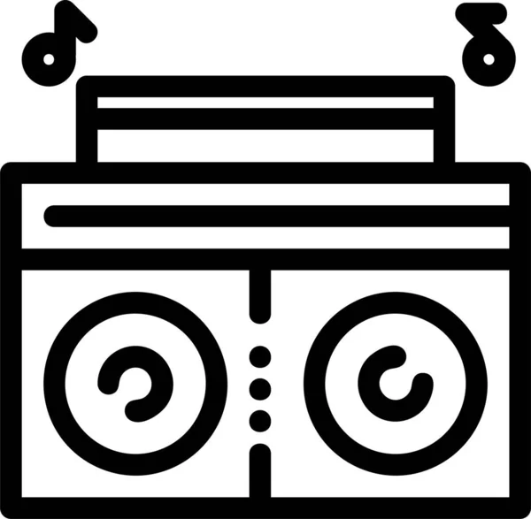Icono Radio Reproductor Música Estilo Esquema — Archivo Imágenes Vectoriales