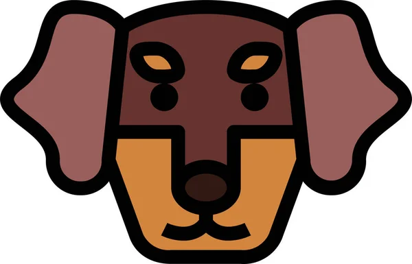 Icono Mascota Perro Dachshund Estilo Contorno Lleno — Vector de stock