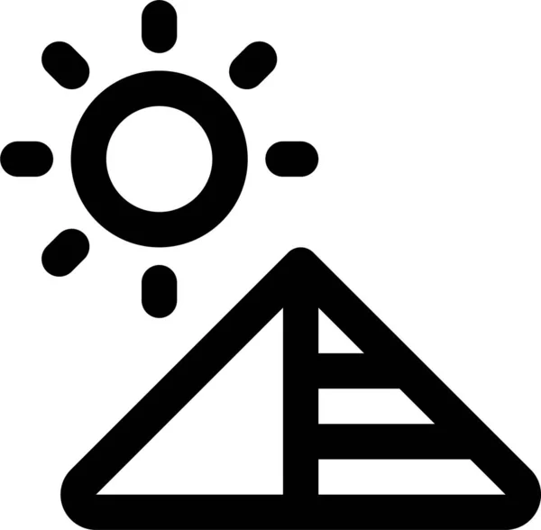 Punkt Orientacyjny Piramida Słońce Ikona Zarysie Stylu — Wektor stockowy