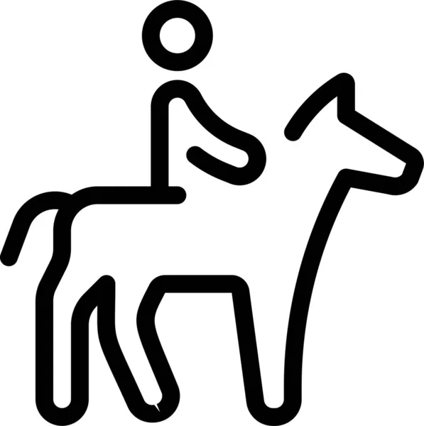 Caballo Humano Aire Libre Icono Estilo Del Esquema — Vector de stock