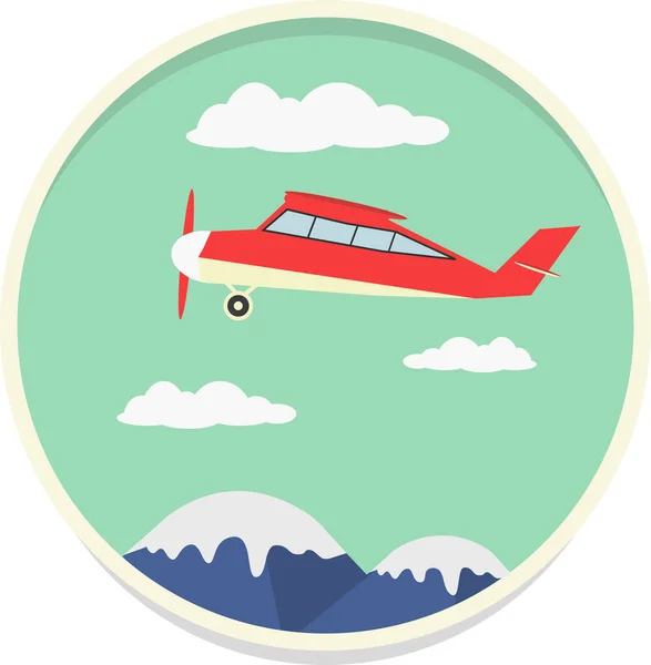 Fly Jet Mountain Ikone Abzeichen Stil — Stockvektor