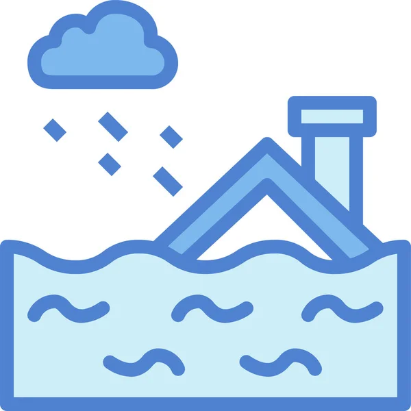 Ramp Overstroming Regenachtig Pictogram — Stockvector