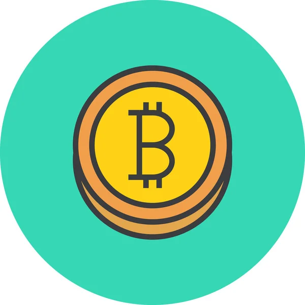 Bitcoin Moneda Icono Digital Estilo Contorno Lleno — Vector de stock