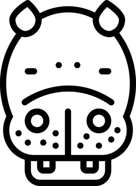 Animal Hippopotame Icône Vie Dans Style Contour — Image vectorielle