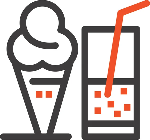 Icono Hielo Bebida Crema Estilo Del Esquema — Archivo Imágenes Vectoriales