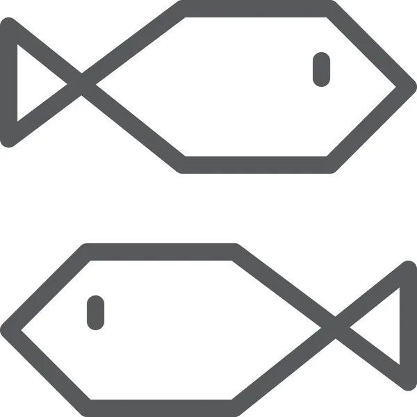 鱼类动物性图标的轮廓风格 — 图库矢量图片